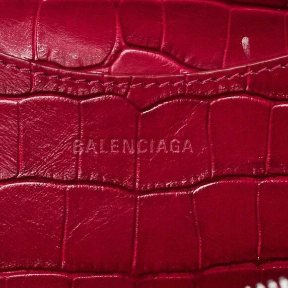 Balenciaga Raspberry Croc Embossed Calfskin Leather Neo Classic Small City Bag - Picture 7 of 12